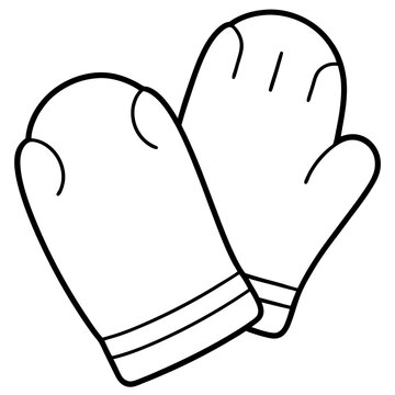 recommend clip art: oven mitts outline coloring book page line art illustration digital drawing