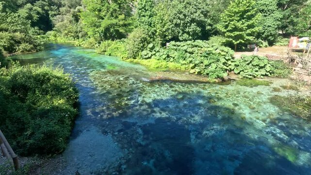 Blue eye river, Albania. Fairy magical river with Turquoise and green water in Muzine, Finiq, Albania, Europe.
