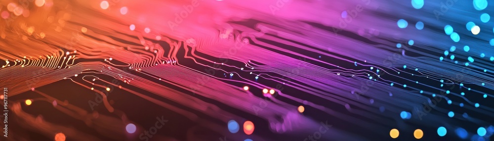 Wall mural colorful abstract circuit board background showcasing technology with vibrant lights and intricate p