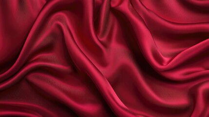 Obraz premium Luxurious red satin fabric draped elegantly, showcasing rich texture and vibrant color, perfect for fashion and design projects.