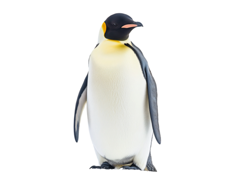 a penguin standing in the snow