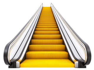 a yellow escalator with black trim