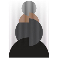 Rectangle Logo with lines, circles, ovals .Modern art design .Black Vector stripes .Straight speed lines .Geometric shape. Wall art .