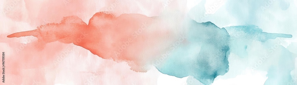 Poster a beautiful watercolor blend of soft red and blue hues, creating a calming and artistic abstract bac