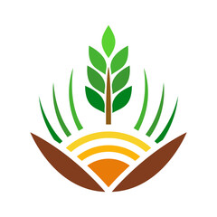 Agronomy logo icon. Agriculture logo design. Agronomy logo with plants on a fields. Vector illustration.