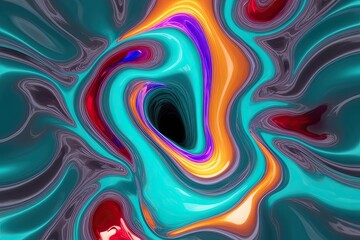 Obraz premium Vibrant Teal 3D Fluid Motion Colorful Abstract Shape with Bright Liquid Flow