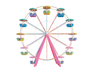 a ferris wheel with many colorful seats