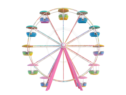 a ferris wheel with many colorful seats