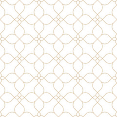 Golden line seamless vector pattern. Simple geometric floral linear diamond tile texture. Mosaic art deco background.