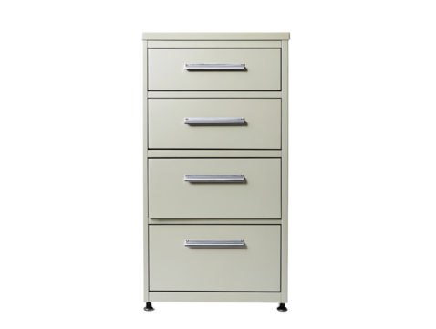 a white file cabinet with four drawers