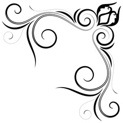 Thin line vintage corner. Medieval period of the Victorian dynasty. Fancy black monogram frame design element abstract icon collection Flower simple symbol