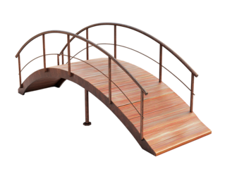 a wooden bridge with metal railings