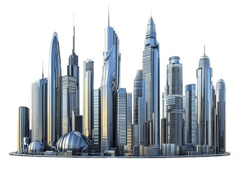 Fototapeta a city skyline with many tall buildings