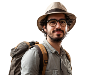 a man wearing a hat and glasses