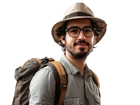 a man wearing a hat and glasses
