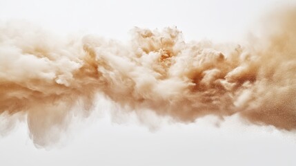 Cloud of brown dust on white background, abstract motion concept