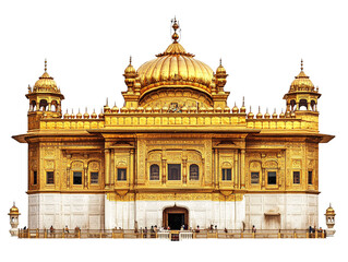 a large gold building with domes with Harmandir Sahib in the background