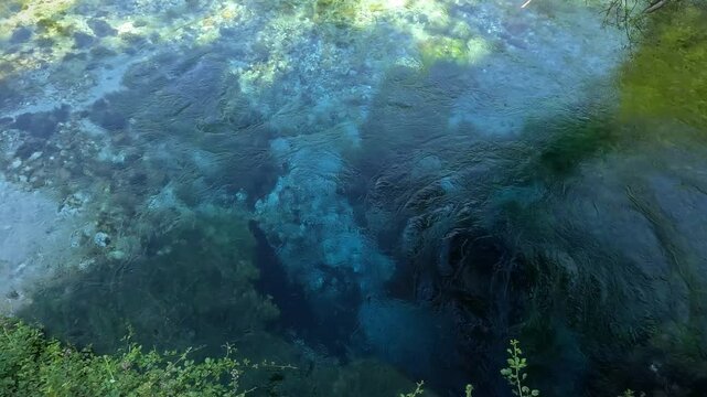Blue eye river, Albania. Fairy magical river with Turquoise and green water in Muzine, Finiq, Albania, Europe.