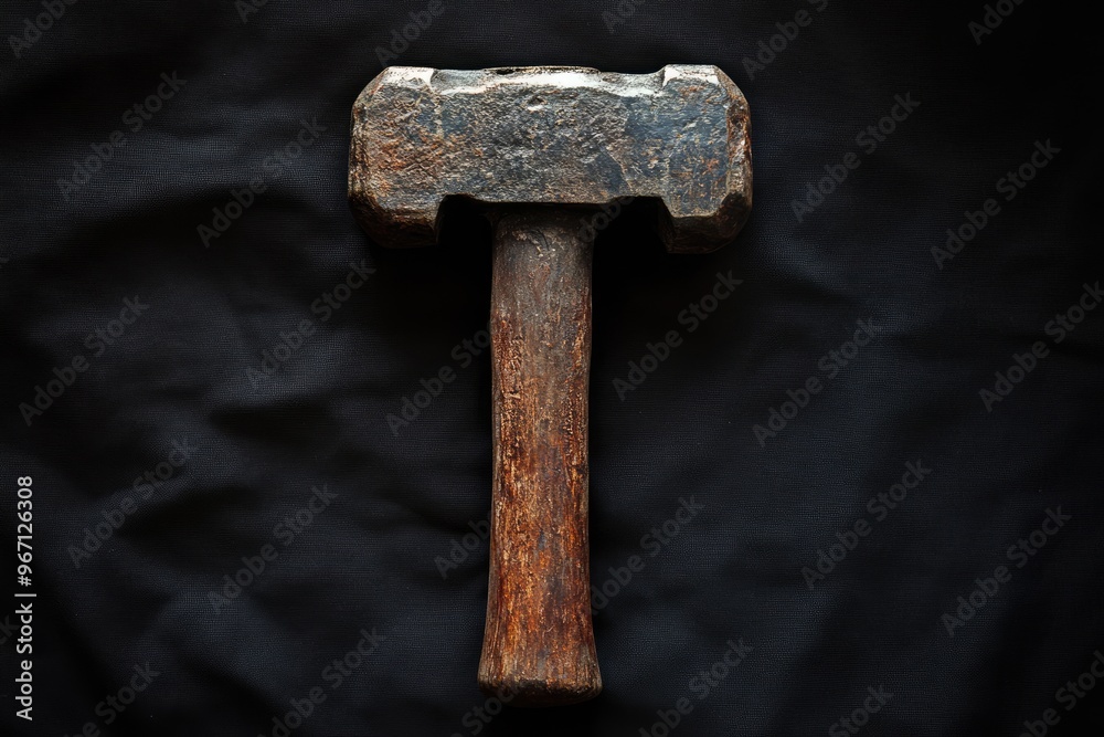 Poster Rusty Hammer on a Black Textured Surface