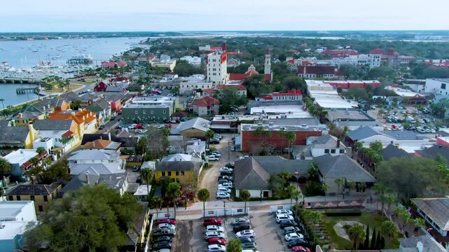 Aerial panoramic view of St. Augstine city. Florida. USA. Daylight