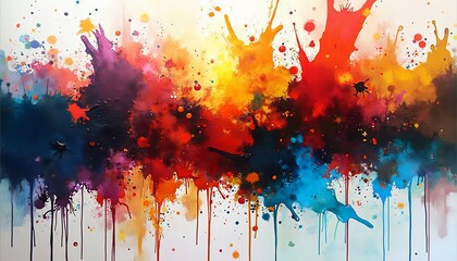 Fototapeta premium abstract vibrant paint splashes and drips with chaotic energy