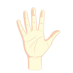 Obraz premium Human hand up. Hand drawn image of a hand up isolated on white background. Vector illustration.