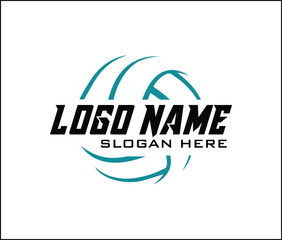 Creative volleyball outline Logo Template Design. Teal and black color