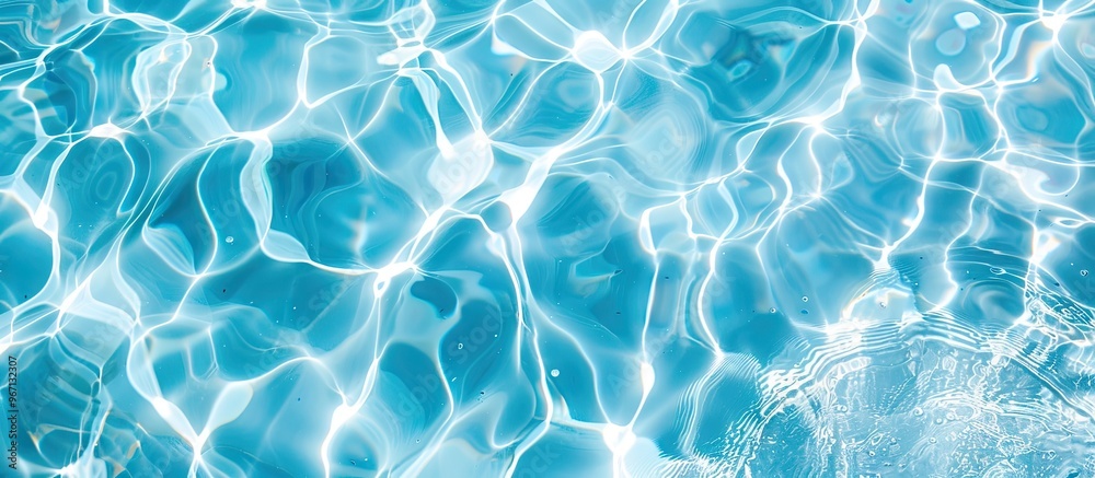 Poster background of pool water in shades of blue and white with copy space image