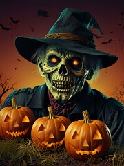 halloween pumpkin with bats