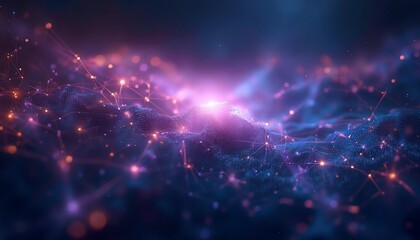 Fototapeta premium cosmic network of radiant threads with copy space