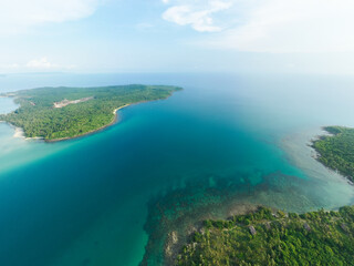 Aerial Panorama of Pristine Cambodian Islands and Turquoise Waters

