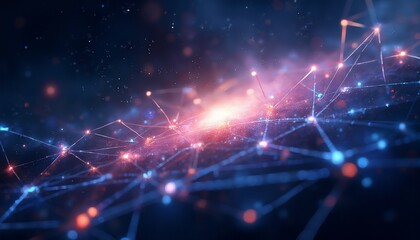 Glowing cosmic threads in a deep-space web with copy space