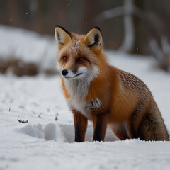 Obraz premium Red Fox in winter fox