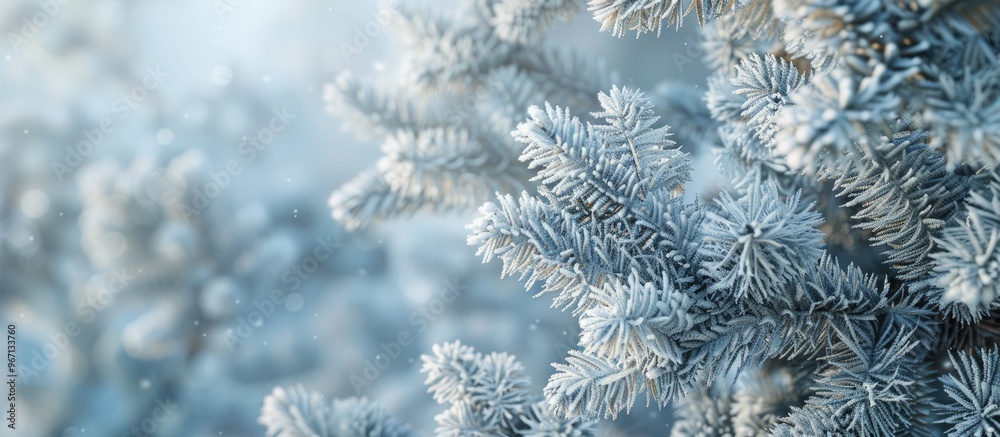 Fototapete capture the enchanting winter beauty with frost dusted conifers creating a magical ambiance with icy