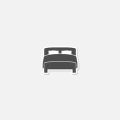 Silhouette of double bed icon sticker isolated on gray background