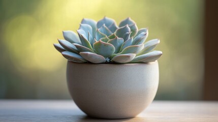 Close-up of a Succulent Plant in a White Pot