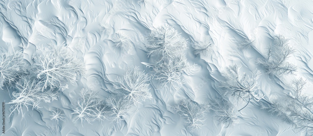 Aufkleber Scenic winter setting with snowy terrain showing intricate wind carved patterns Ideal for backgrounds and designs with a top down view featuring a blank area for adding text or images