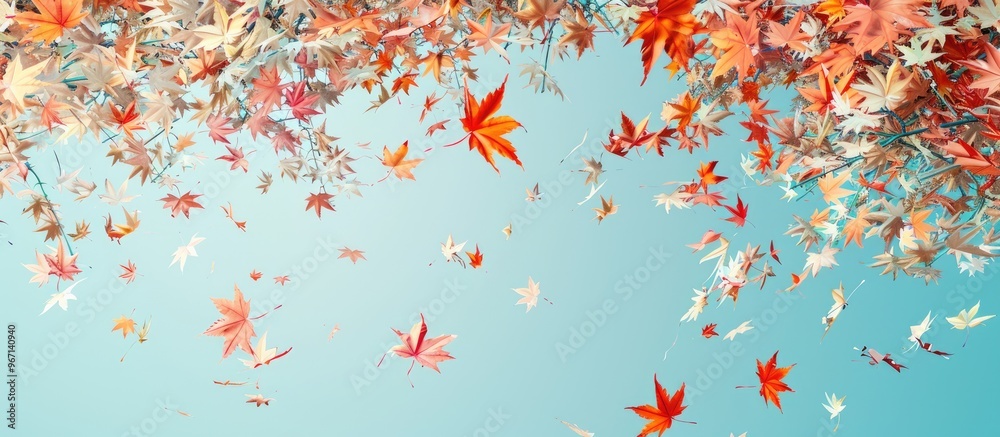 Aufkleber In the fall season maple leaves transform into a beautiful array of colors against copy space images portraying nature s stunning transformation