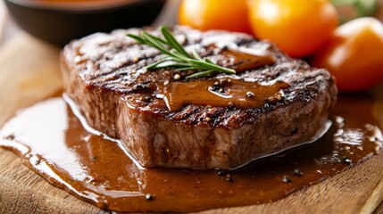 image of steak doused with special sauce, making it even more delicious and delicious