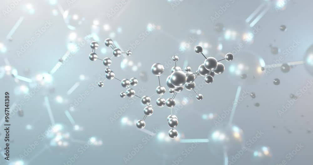 Sticker Cefazolin rotating 3d molecule, molecular structure of antibiotic, seamless video