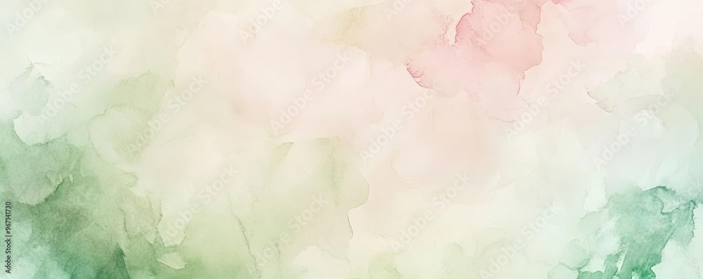 Aufkleber soft pastel watercolor background with gentle hues of green and pink, ideal for creative projects an