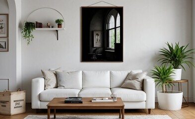 Modern luxury living room with elegant decor and minimalistic design..