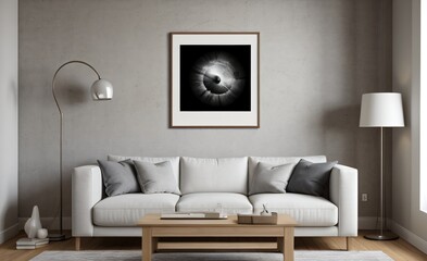 Modern luxury living room with elegant decor and minimalistic design..