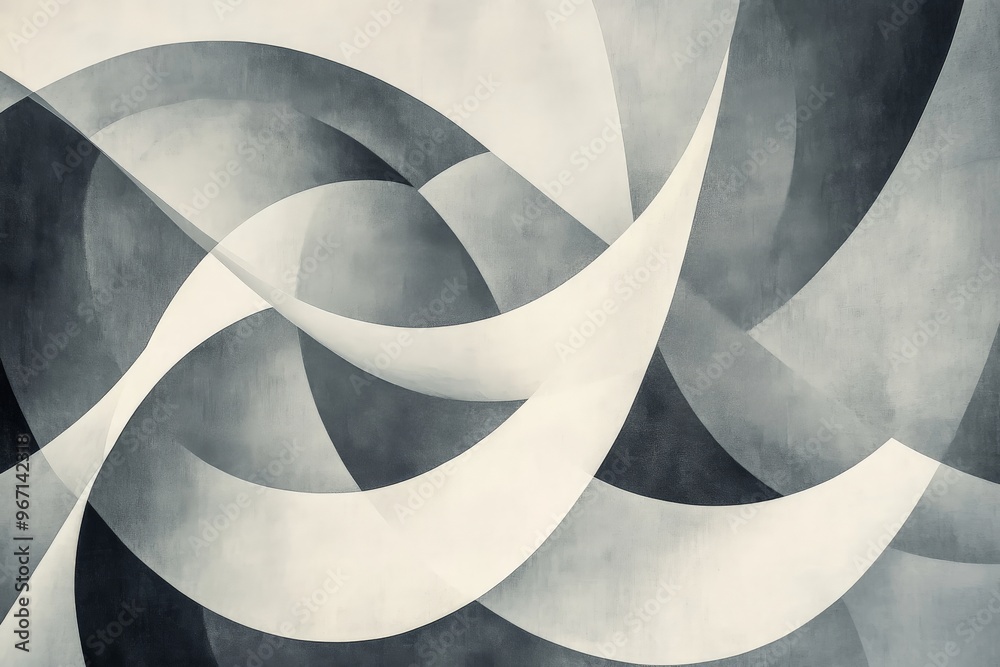 Aufkleber This image features monochrome abstract curves creating a dynamic flow of intertwining lines and shapes, offering a sense of movement and fluidity.