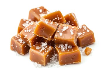 A pile of salted caramels stacked on top of each other for display or serving