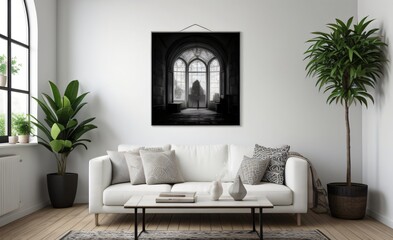 Modern luxury living room with elegant decor and minimalistic design..