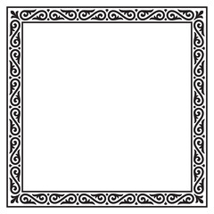 Vector black elegant square frame in oriental style with place for text. Isolated on white background