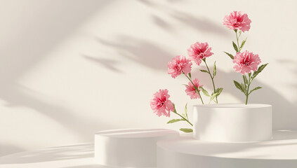Fototapeta premium Product display flower elements display table background