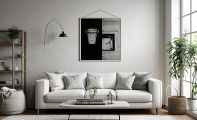 Modern luxury living room with elegant decor and minimalistic design..