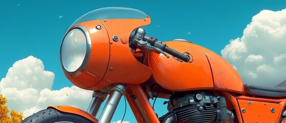 Red Vintage Motorcycle, Classic Design, Mechanical Marvel